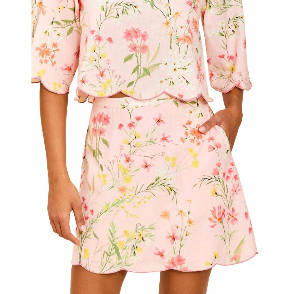 NEW MESTIZA NEW YORK pilar scallop mini skirt in rose vine